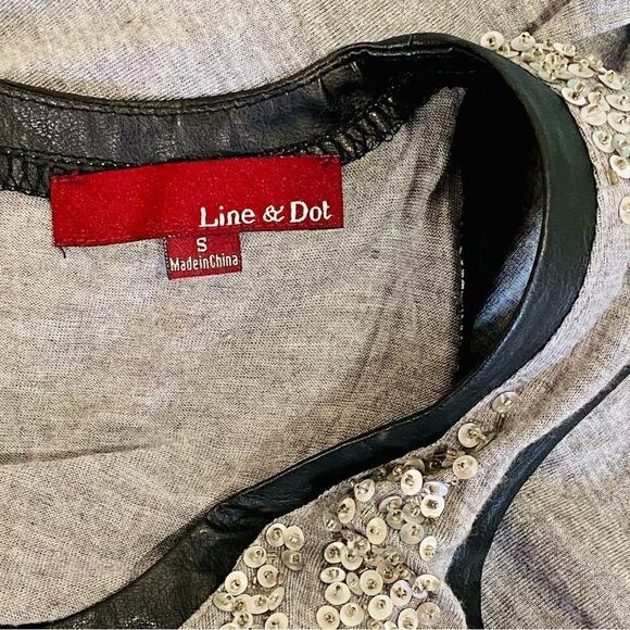 Line & Dot Silver Sequin Faux Leather Accent Tank Top Sz S - Picture 6 of 10